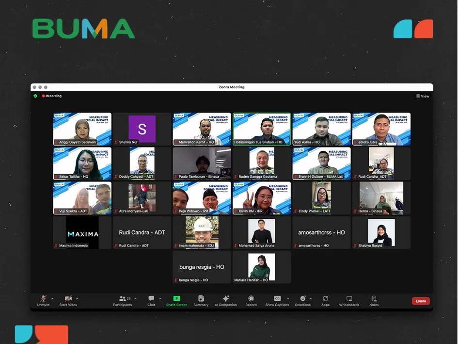 Tingkatkan Efektivitas Monitoring CSR, BUMA Gandeng Maxima dalam Impact Measurement Training
